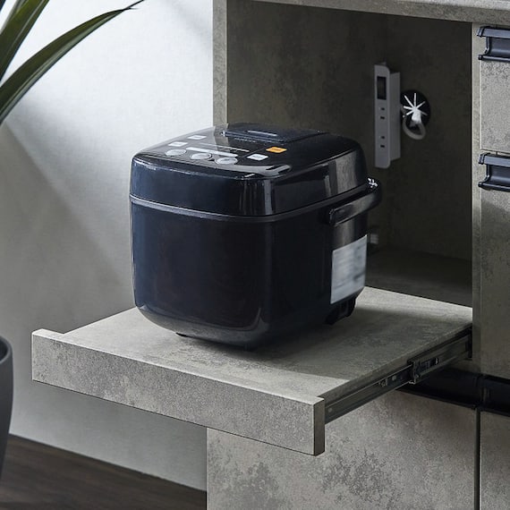 石目柄モダンカウンター (家電収納タイプ 幅157.5cm グレー) 7枚目画像