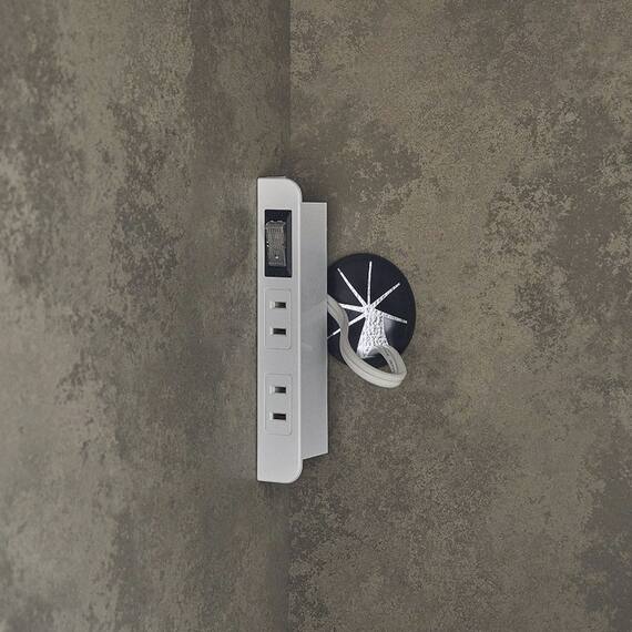 石目柄モダンカウンター (家電収納タイプ 幅157.5cm グレー) 8枚目画像