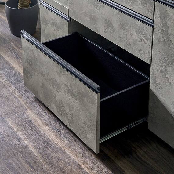 石目柄モダンカウンター (家電収納タイプ 幅157.5cm グレー) 11枚目画像