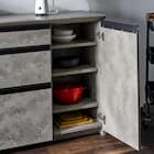 石目柄モダンカウンター (家電収納タイプ 幅157.5cm グレー) 13枚目画像