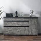 石目柄モダンカウンター (引き出しタイプ 幅157.5cm グレー) 2枚目画像