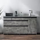 石目柄モダンカウンター (引き出しタイプ 幅157.5cm グレー) 2枚目画像