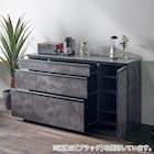 石目柄モダンカウンター (引き出しタイプ 幅157.5cm グレー) 3枚目画像