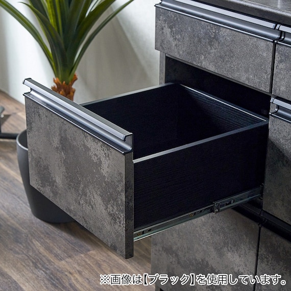 石目柄モダンカウンター (引き出しタイプ 幅157.5cm グレー) 6枚目画像