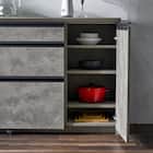 石目柄モダンカウンター (引き出しタイプ 幅157.5cm グレー) 8枚目画像