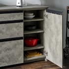 石目柄モダンカウンター (引き出しタイプ 幅157.5cm グレー) 9枚目画像