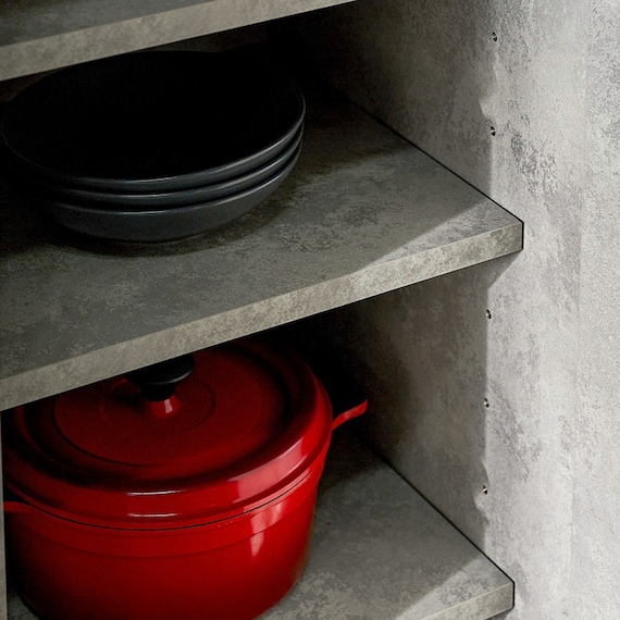 石目柄モダンカウンター (引き出しタイプ 幅157.5cm グレー) 10枚目画像