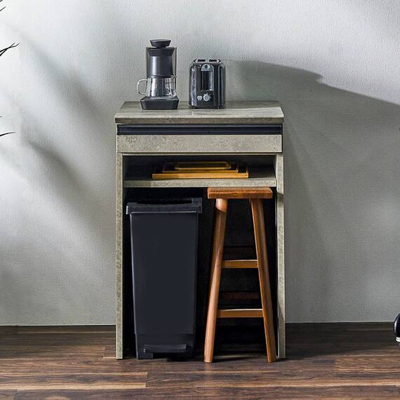 石目柄モダンカウンター (オープンタイプ 幅60cm グレー) 2枚目画像