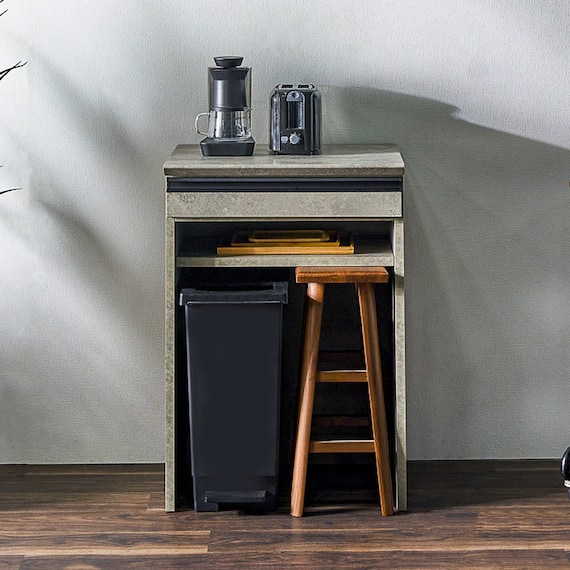 石目柄モダンカウンター (オープンタイプ 幅60cm グレー) 2枚目画像