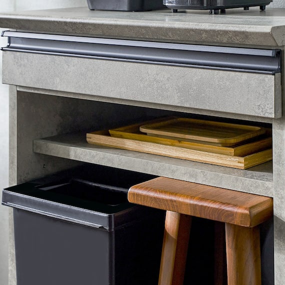 石目柄モダンカウンター (オープンタイプ 幅60cm グレー) 5枚目画像