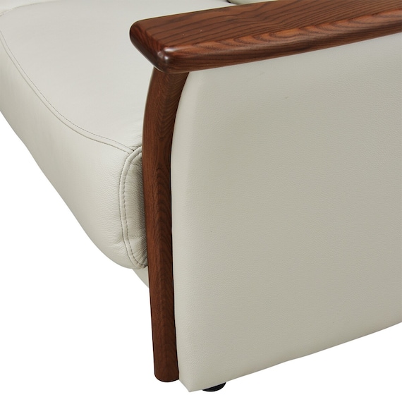 2人掛けワイドソファ 本革(一部合成皮革)タイプ (YK01 LGY) 10枚目画像