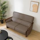 2人掛けワイドソファ 本革(一部合成皮革)タイプ (YK01 DGY) 5枚目画像