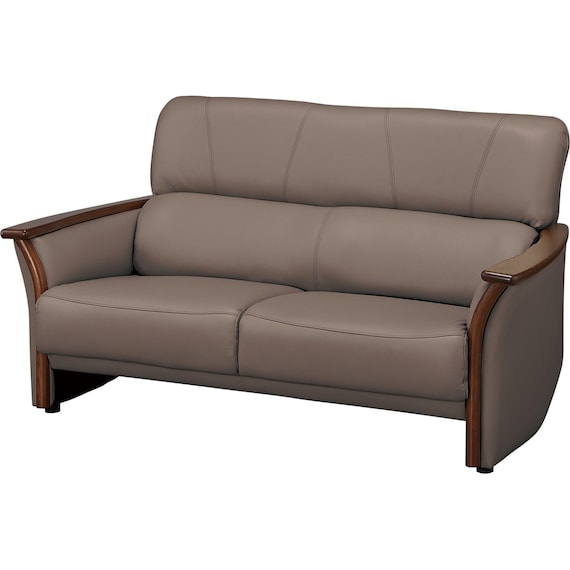 2人掛けワイドソファ 本革(一部合成皮革)タイプ (YK01 DGY) 6枚目画像