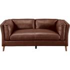 2人掛けソファ 本革(一部合成皮革)タイプ (LB02 DBR) 2枚目画像