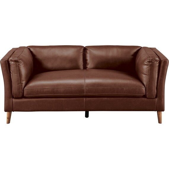 2人掛けソファ 本革(一部合成皮革)タイプ (LB02 DBR) 2枚目画像