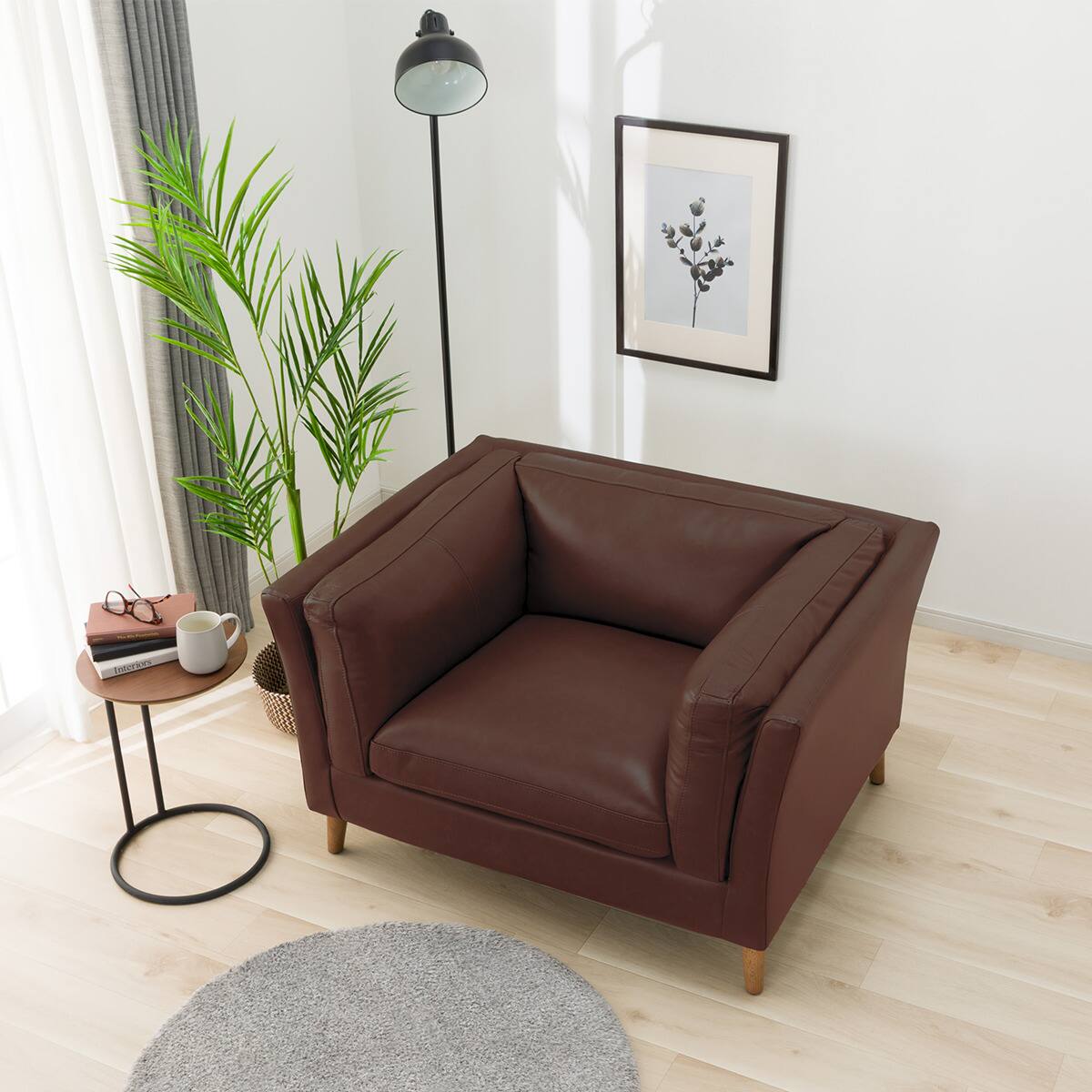 1人掛けソファ 本革(一部合成皮革)タイプ (LB02 DBR) | ニトリネット