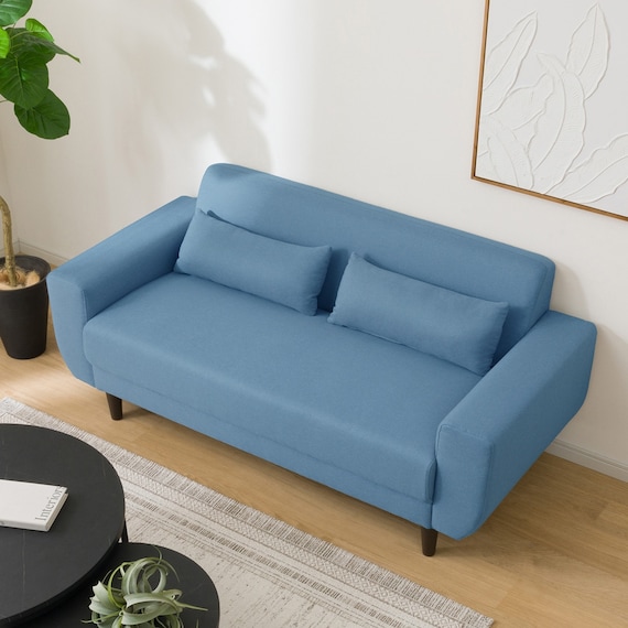 2人掛けコンパクトソファ 布張りタイプ (CX01 BL) 6枚目画像