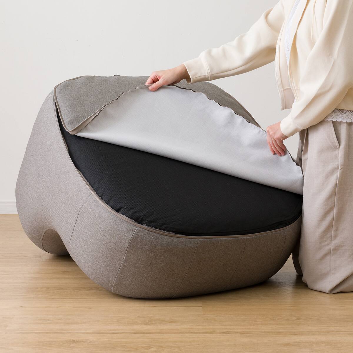 カバーが洗える 1人掛けふわもちソファ専用】カバー (GY) | ニトリ