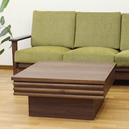 天然木工芸突板ルーバーセンターテーブル(正方形)