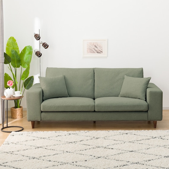 3人掛けカスタマイズソファ 布張りタイプ (MS02 ふつう ワイド肘 標準タイプ/木製脚MBR YGR) 1枚目画像