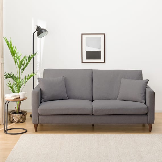 傷・汚れに強い 3人掛けカスタマイズソファ 布張りタイプ (MS02 ふつう スリム肘 標準タイプ/木製脚MBR Nシールド MGY) 5枚目画像