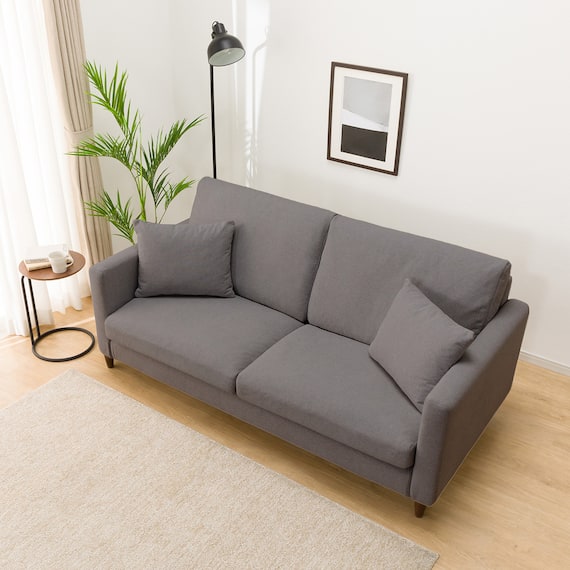 傷・汚れに強い 3人掛けカスタマイズソファ 布張りタイプ (MS02 ふつう スリム肘 標準タイプ/木製脚MBR Nシールド MGY) 6枚目画像