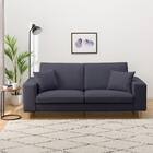 3人掛けカスタマイズソファ 布張りタイプ (MS02 かため ワイド肘 標準タイプ/木製脚LBR DBL) 1枚目画像