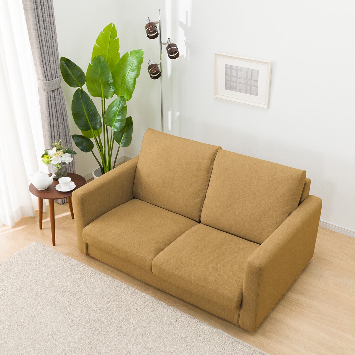 傷・汚れに強いカスタマイズ2人掛けファブリックソファ(N