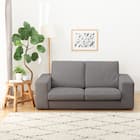 2人掛けカスタマイズソファ 布張りタイプ (MS02 かため ワイド肘 ロータイプ/プラスチック脚BK MGY) 4枚目画像