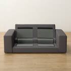 2人掛けカスタマイズソファ 布張りタイプ (MS02 かため ワイド肘 ロータイプ/プラスチック脚BK MGY) 8枚目画像