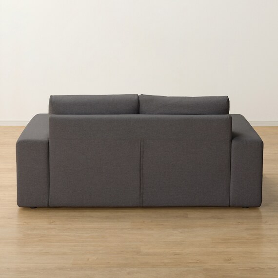 2人掛けカスタマイズソファ 布張りタイプ (MS02 かため ワイド肘 ロータイプ/プラスチック脚BK MGY) 10枚目画像