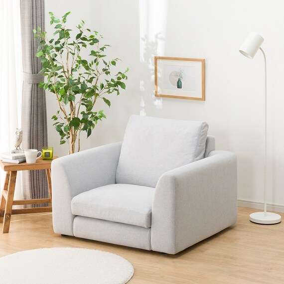 1人掛けカスタマイズソファ 布張りタイプ (MS02 やわらかめ ミドル肘 ロータイプ/プラスチック脚BK LGY) 1枚目画像