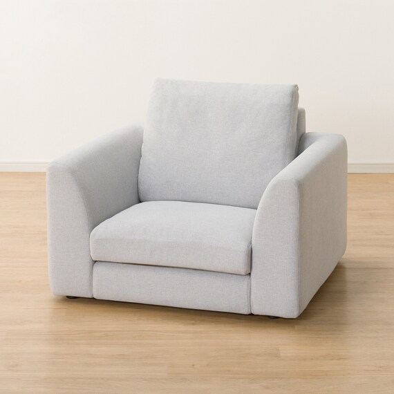 1人掛けカスタマイズソファ 布張りタイプ (MS02 やわらかめ ミドル肘 ロータイプ/プラスチック脚BK LGY) 6枚目画像