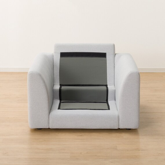 1人掛けカスタマイズソファ 布張りタイプ (MS02 やわらかめ ミドル肘 ロータイプ/プラスチック脚BK LGY) 8枚目画像