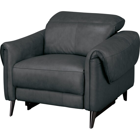 1人掛けソファ 本革(一部合成皮革)タイプ (LS04 SK GY) 1枚目画像