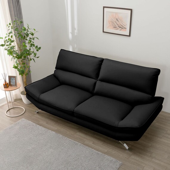 3人掛けソファ 本革(一部合成皮革)タイプ (FR03 BK) 7枚目画像