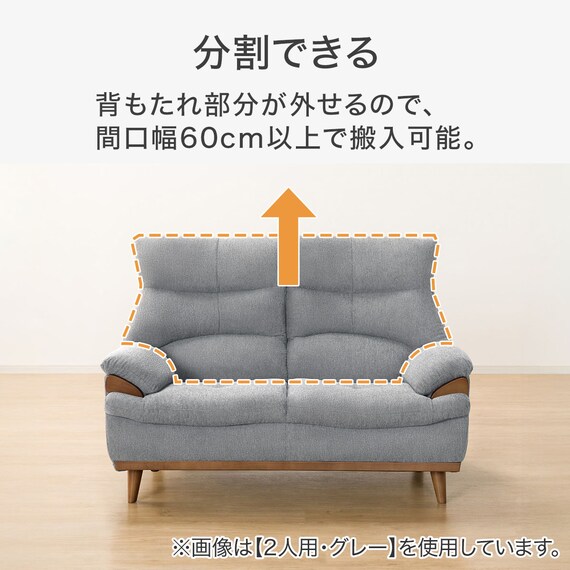 2人掛けソファ 布張りタイプ (PD02-2 GY) 4枚目画像