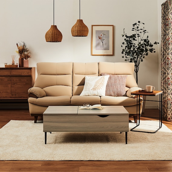 傷・汚れに強い 3人掛けソファ 合皮タイプ(PD02-2 Nシールド BE) 22枚目画像