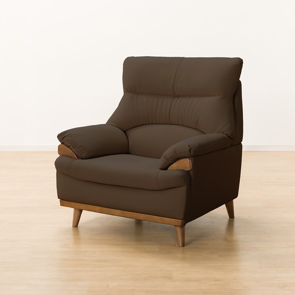 傷・汚れに強い合成皮革 1人掛けソファ(PD02-2 Nシールド DBR