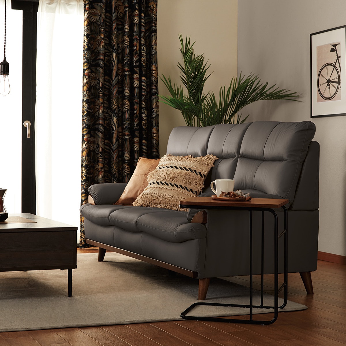 3人掛けソファ 本革(一部合成皮革)タイプ (PD02-2 GY) | ニトリネット