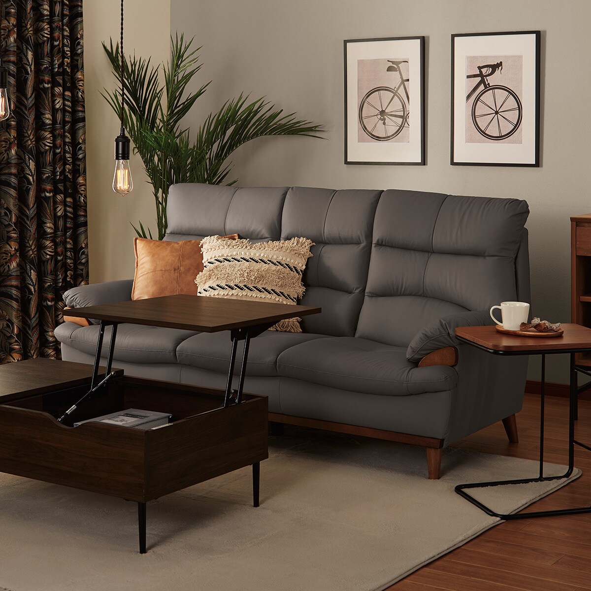 3人掛けソファ 本革(一部合成皮革)タイプ (PD02-2 GY) | ニトリネット