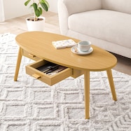 両面引き出し付き 楕円形センターテーブル