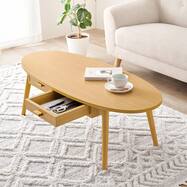 両面引き出し付き 楕円形センターテーブル