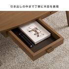 両面引き出し付き 楕円形センターテーブル (幅110cm BR) 10枚目画像