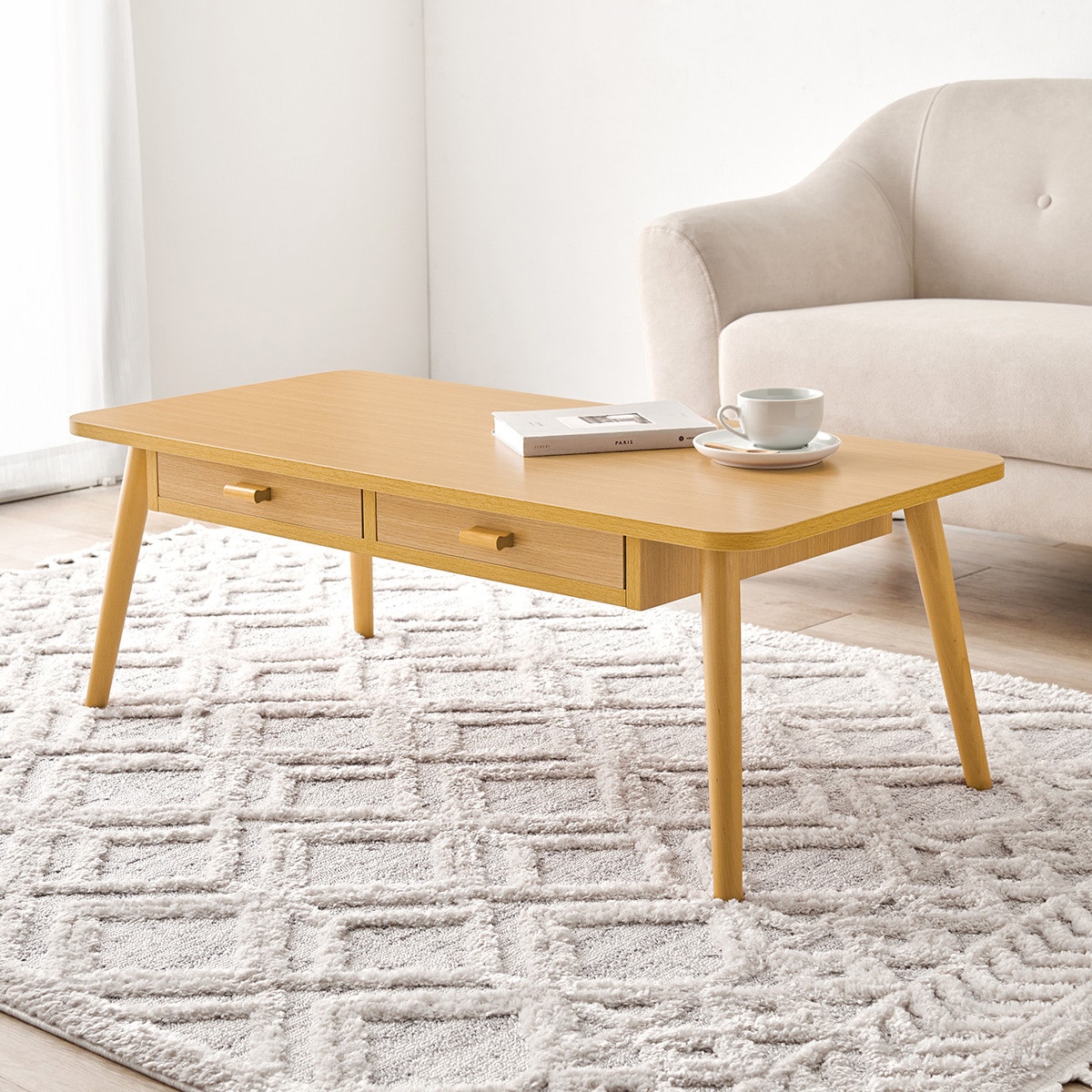 両面引き出し付き 角丸センターテーブル (幅100cm NA) | ニトリネット