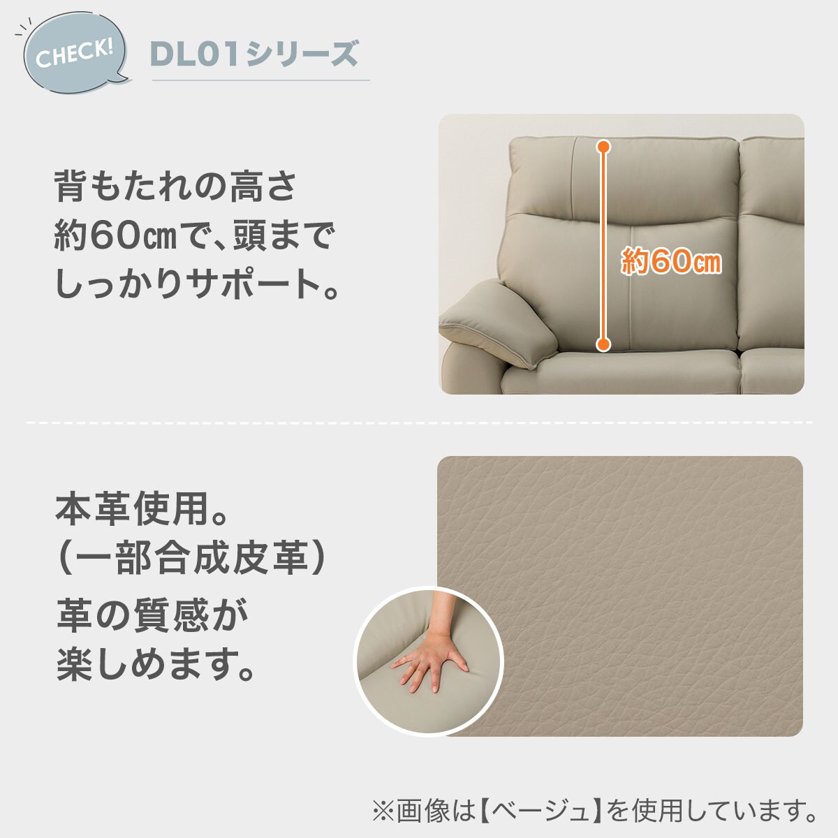 2人掛けソファ 本革(一部合成皮革)タイプ (DL01 BR) | ニトリネット