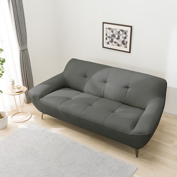 3人掛けソファ 本革(一部合成皮革)タイプ (MB11 DGY) 5枚目画像