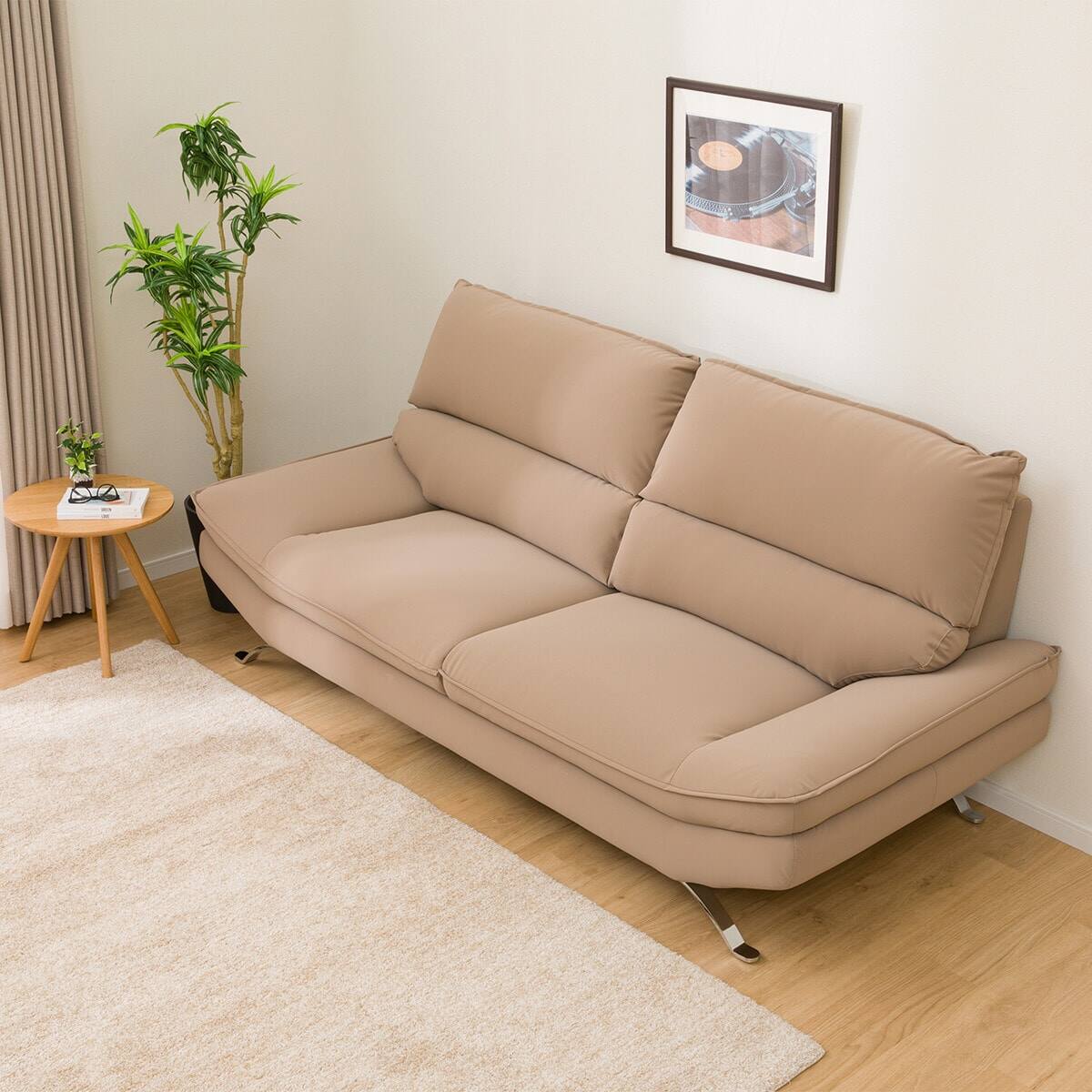 傷・汚れに強い 3人掛けソファ 合皮タイプ (FR03 Nシールド BE