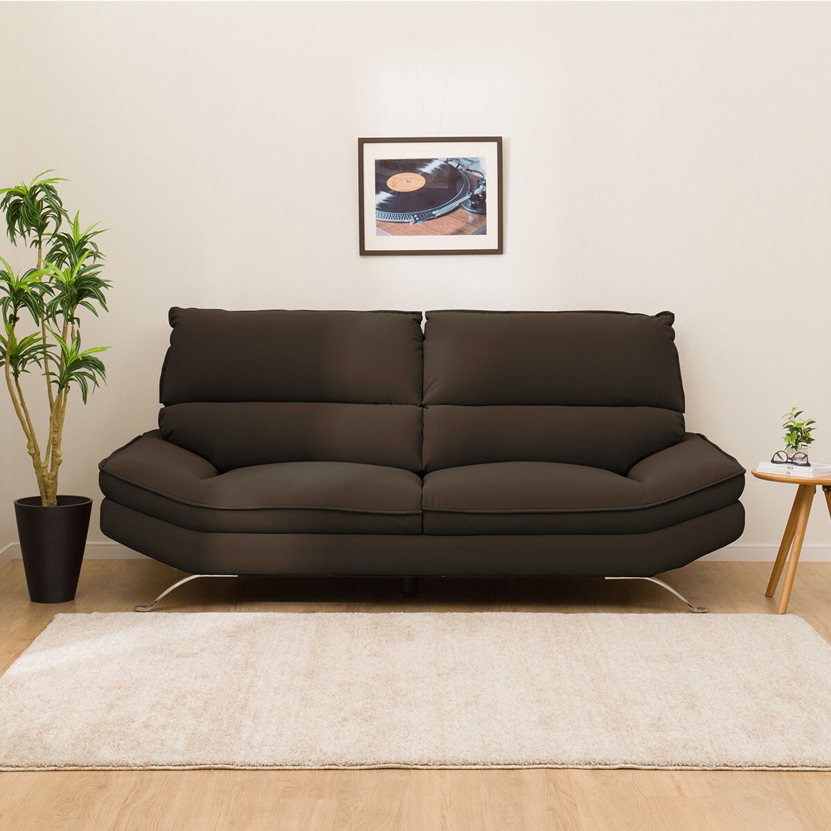 NITORI ソファ 革張り 3人掛け FR-03 BE おしゃれ d4672