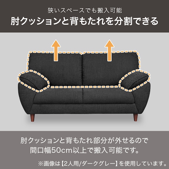 3人掛け布張りソファ(SL02 DGY) 5枚目画像